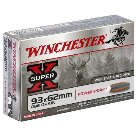 Cartouche Winchester / cal. 9,3x62 - Super-X PP 18,5 g / 286 gr