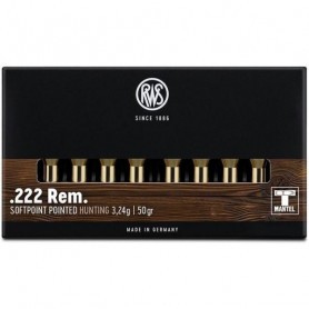 Cartouche RWS / cal. 222 Rem. - T-Mantel 3,24 g / 50 gr